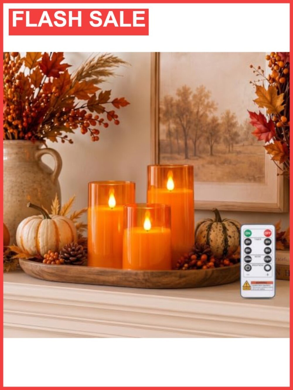 Halloween Flameless Candles Acrylic Remote Timer 3 Pack